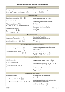 Formelsammlung Physik, G-Kurs