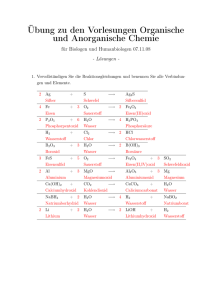 Übung zu den Vorlesungen Organische und