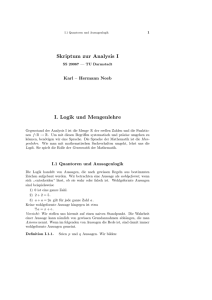 Skriptum zur Analysis I I. Logik und Mengenlehre