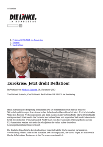 Eurokrise: Jetzt droht Deflation!: Fraktion DIE LINKE. im Bundestag