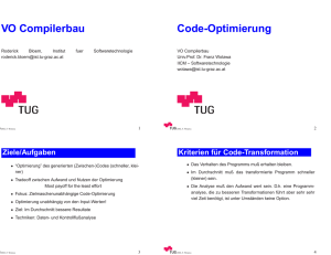 VO Compilerbau Code-Optimierung