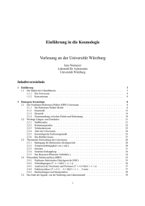 Einf¨uhrung in die Kosmologie Vorlesung an der Universität W¨urzburg