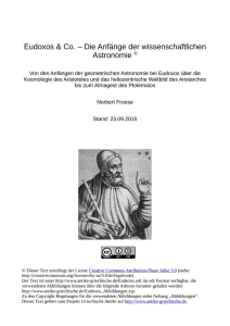 Antike Astronomie: Von Eudoxos bis zum Almagest