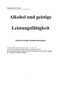 Geistige Leistungsfähigkeit und Alkohol