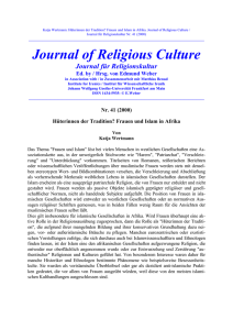 Journal of Religious Culture - Goethe University Frankfurt