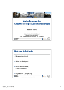 Tacke, Aktuelles aus der Anästhesiologie und Schmerztherapie