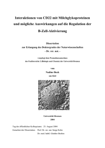 Interaktionen von CD22 mit Milchglykoproteinen und mögliche