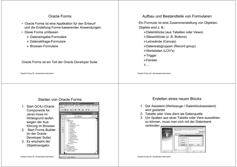 Oracle Forms Datenbanken