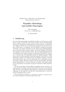 Populäre Matchings und stabile Paarungen