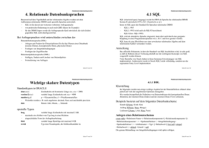 4. Relationale Datenbanksprachen 4.1 SQL Wichtige skalare