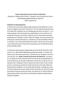 Public Corporate Governance Kodex des Stadt Köln