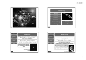 Kleinplaneten unseres Sonnensystems Gliederung Allgemein