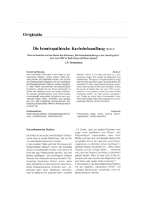 Die Homöopathische Krebsbehandlung