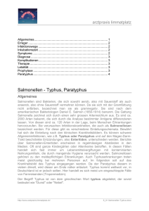 Salmonellen - Typhus, Paratyphus