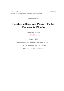 Einzelne Ziffern von Pi nach Bailey, Borwein Plouffe