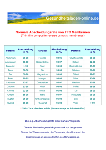 Normale Abscheidungsrate von TFC Membranen