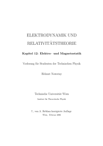 elektrodynamik und relativit¨atstheorie
