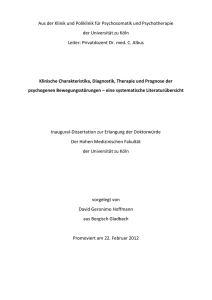 Aus der Klinik und Poliklinik für Psychosomatik und Psychotherapie