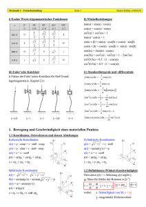 1. Bewegung und Geschwindigkeit eines materiellen Punktes e ω φ$ =