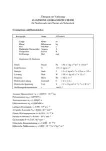 Übungen zur Vorlesung für Studierende mit Chemie als Nebenfach