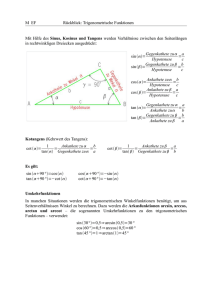 M EF Rückblick: Trigonometrische Funktionen Mit - KGH auf lo-net