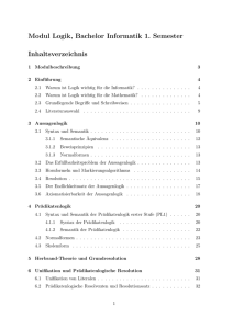 Modul Logik, Bachelor Informatik 1. Semester Inhaltsverzeichnis