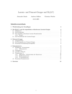 Lorentz- und Poincaré-Gruppe und SL(2,C)