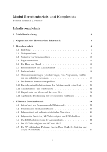 Modul Berechenbarkeit und Komplexität Inhaltsverzeichnis