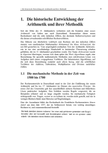 Die historische Entwicklung der Arithmetik und ihrer Methodik