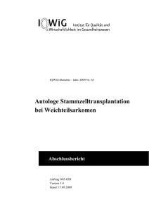 Autologe Stammzelltransplantation bei Weichteilsarkomen