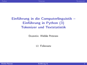 Einführung in die Computerlinguistik – Einführung in Python (3