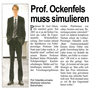 Prof. Ockenfels muss simulieren - Staatswissenschaftliches Seminar
