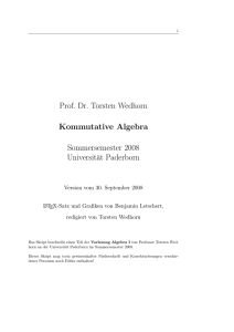 Prof. Dr. Torsten Wedhorn Kommutative Algebra Sommersemester