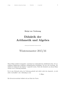 Didaktik der Arithmetik und Algebra Wintersemester 2015/16
