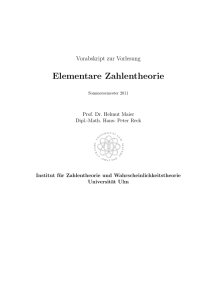 Elementare Zahlentheorie