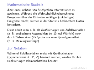 Mathematische Statistik Zur Notation