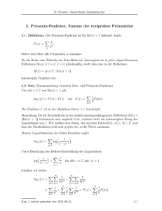 2. Primzeta-Funktion. Summe der reziproken Primzahlen