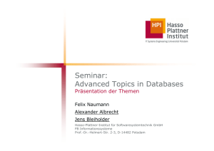 Advanced Topics in Databases - Hasso-Plattner