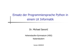 Einsatz der Programmiersprache Python in einem LK Informatik