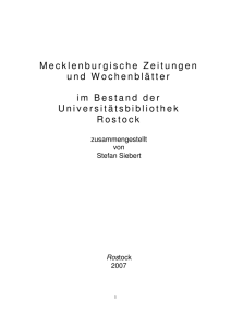 Mecklenburgische Zeitungen und Wochenblätter im Bestand der