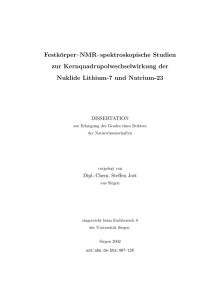 Festkörper-NMR-spektroskopische Studien zur