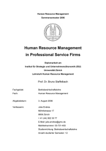Human Resource Management in Professional Service Firms
