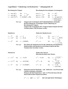 Logarithmen * Umkehrung von Rechenarten