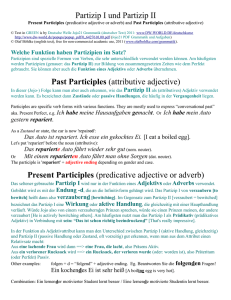 Partizip I und Partizip II Past Participles (attributive