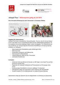 velospot Thun – Aktionspreise gültig ab Juli 2015