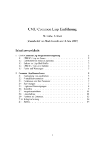 CMU Common Lisp Einf¨uhrung