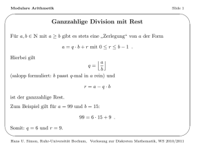 Ganzzahlige Division mit Rest - Ruhr
