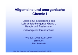 Allgemeine und anorganische Chemie I