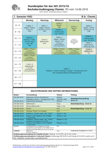 Stundenplan für das WS 2015/16 Bachelorstudiengang Chemie, PO