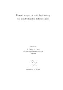 Untersuchungen zur Altersbestimmung von hauptreihenahen